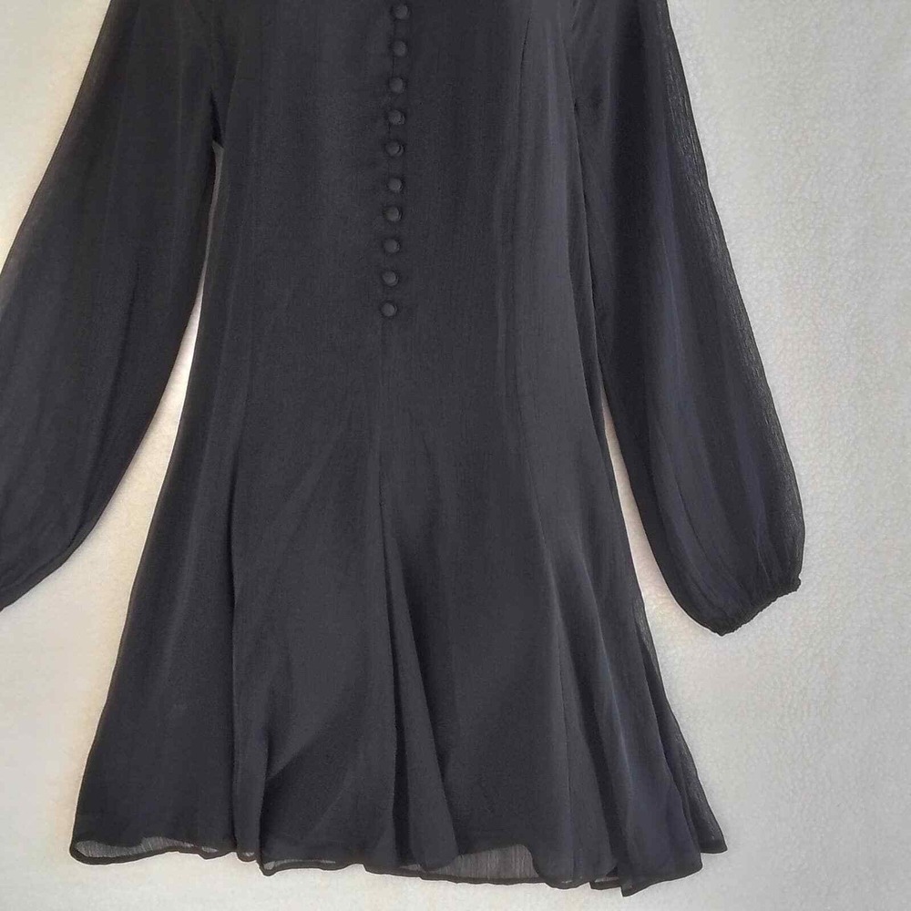 JOIE Chiffon Mini Dress Size Small‎ in Black w/ Balloon Sleeves - Picture 5 of 14